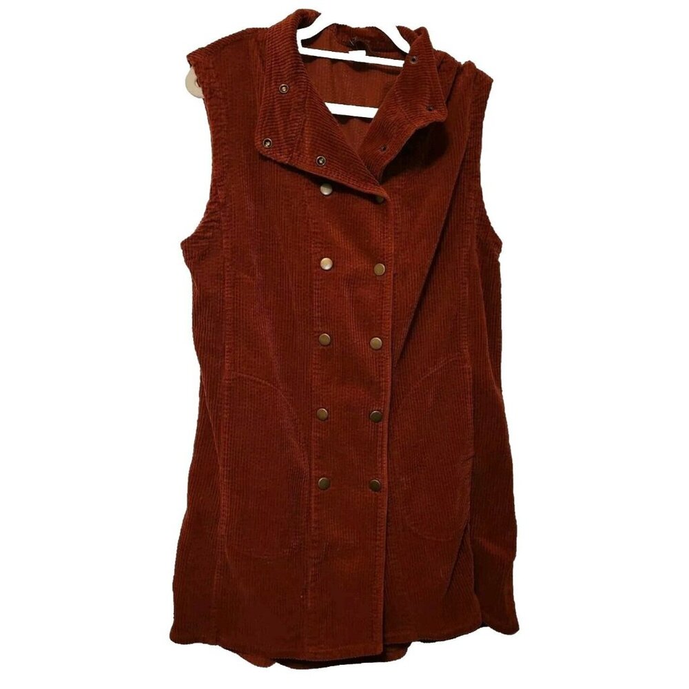 Y2k Curdoroy Tunic Sleeveless Size Small Burnt Orange Button Snaps XCVI. New